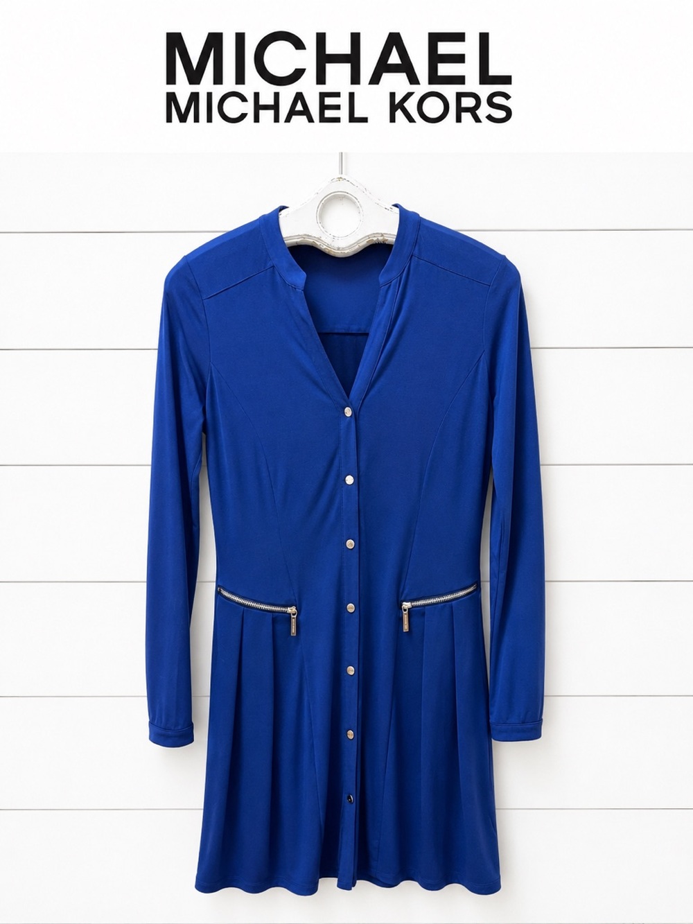 MICHAEL MICHAEL KORS Royal Blue Zip Pocket Dress Size S